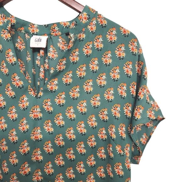 CAbi - Stevie Green Floral Bouquet Blouse #3252 Small - Picture 5 of 5